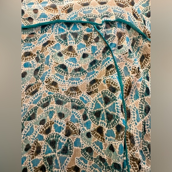 Lucky Brand Live In Love Turquoise Print 100% Rayon XS Blouse - Picture 3 of 12